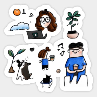 Sunshine with family and pets Sticker